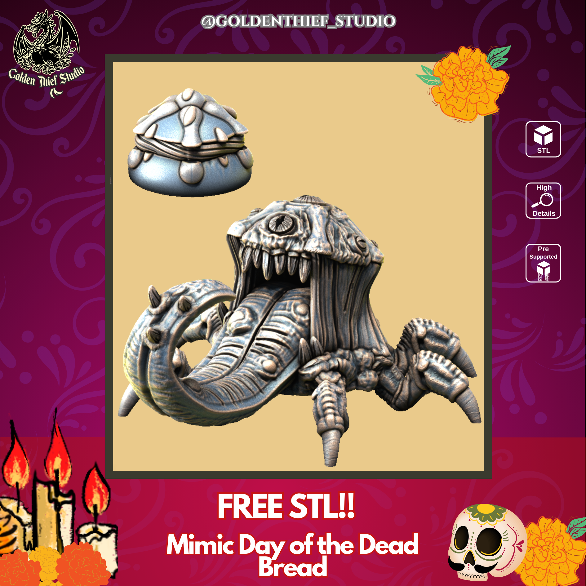 FREE STL! Day of the Death Bread / Pan de Muerto